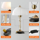 Crystal Table Lamp,Dimmable Bedside Lamp with ON/Off Switch Modern Glass Lamps Bedroom Living Room Decor (1PACK)