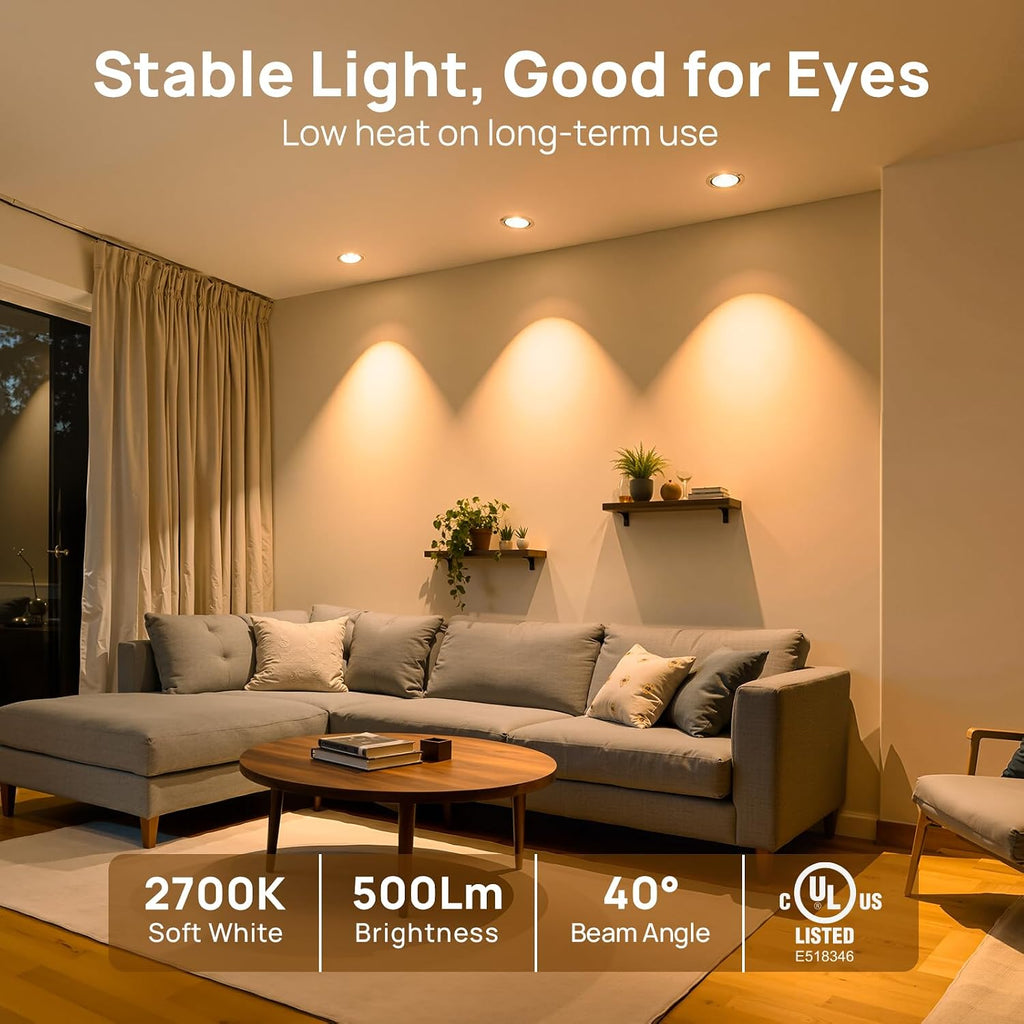 GU5.3 LED Bulb Dimmable, 5W (50W Equivalent), 2700K Soft White Light Bulb with 500lm 40° Beam Angle, 12V Low Voltage