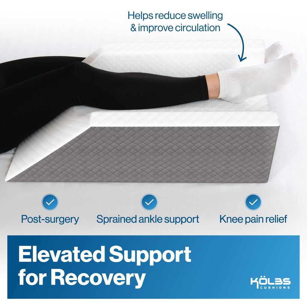 Single Leg Elevation Pillow, Post Surgery Leg Pillow, Stylish Chic Jacquard Cover, Ankle Knee and Leg Support Pillow