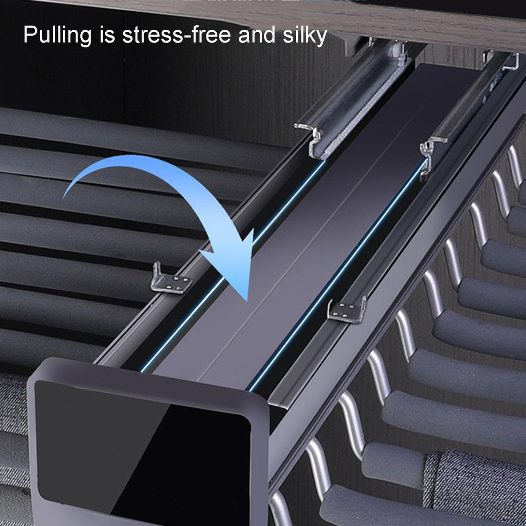 Pull Out Pants Rack16 Arms Steel Pants Holder for Closet(Black)