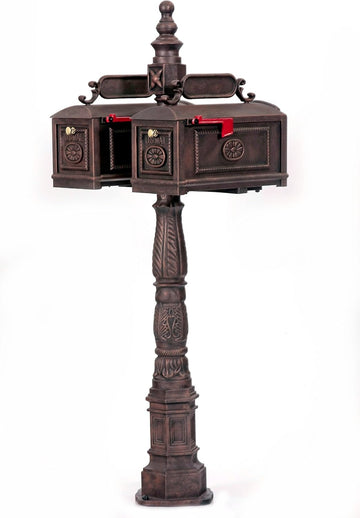 Decorative Residential Curbside Cast Aluminum Double Mailbox Bronze Authentic * Original * Exclusive