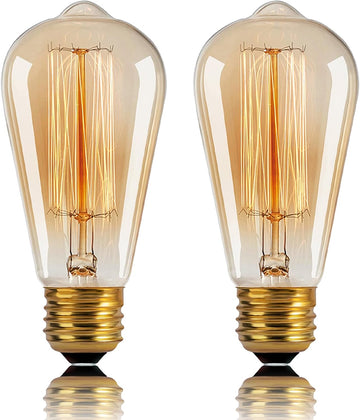 ST64 Edison Light Bulbs 60W E26 Dimmable Incandescent Bulbs 2 Pack