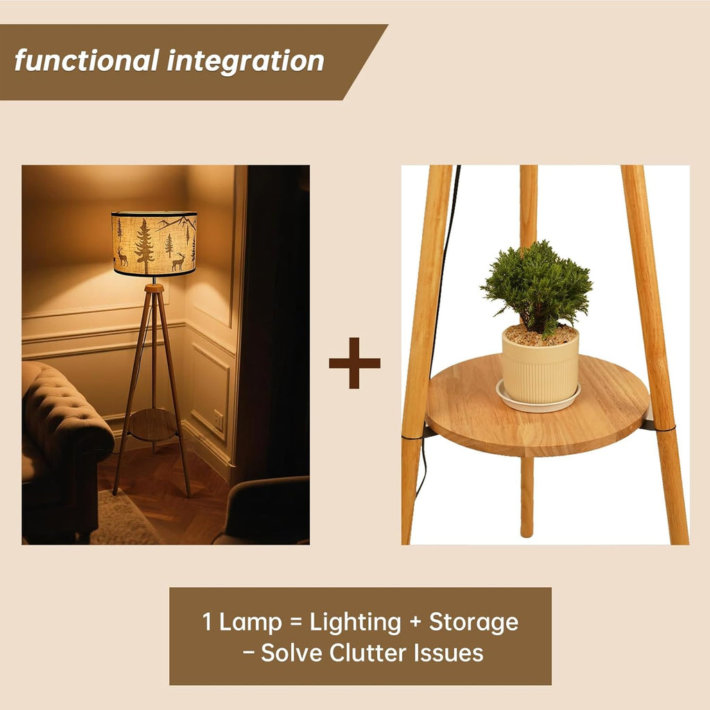 Tripod Floor Lamps Tall Standing Lamp Modern Floor Lamp with Fabric Shades,Dimmable Floor Lamp Industrial Reading Light