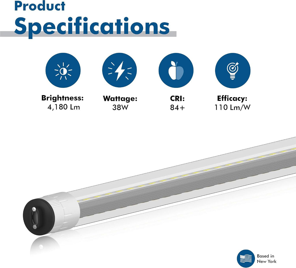 (2) 4 ft. T12/HO LED F48T12/CW/HO, Type A Plug & Play, 4100K Cool White, 2S