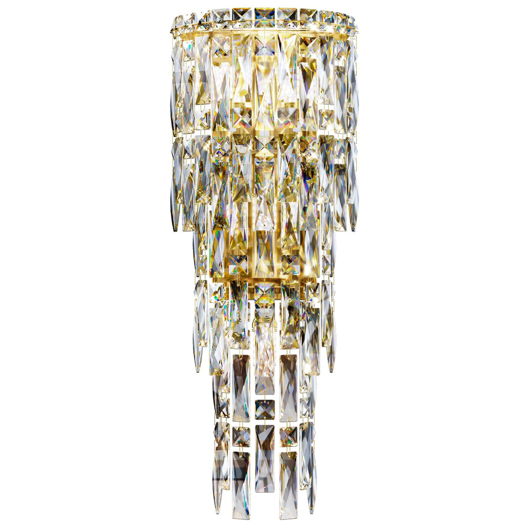 Modern K9 Crystal Wall Sconce,Gold Finish Wall Light Fixture Acrylic Crystal Drops Wall Lamp Bedside Light 3 Tiers