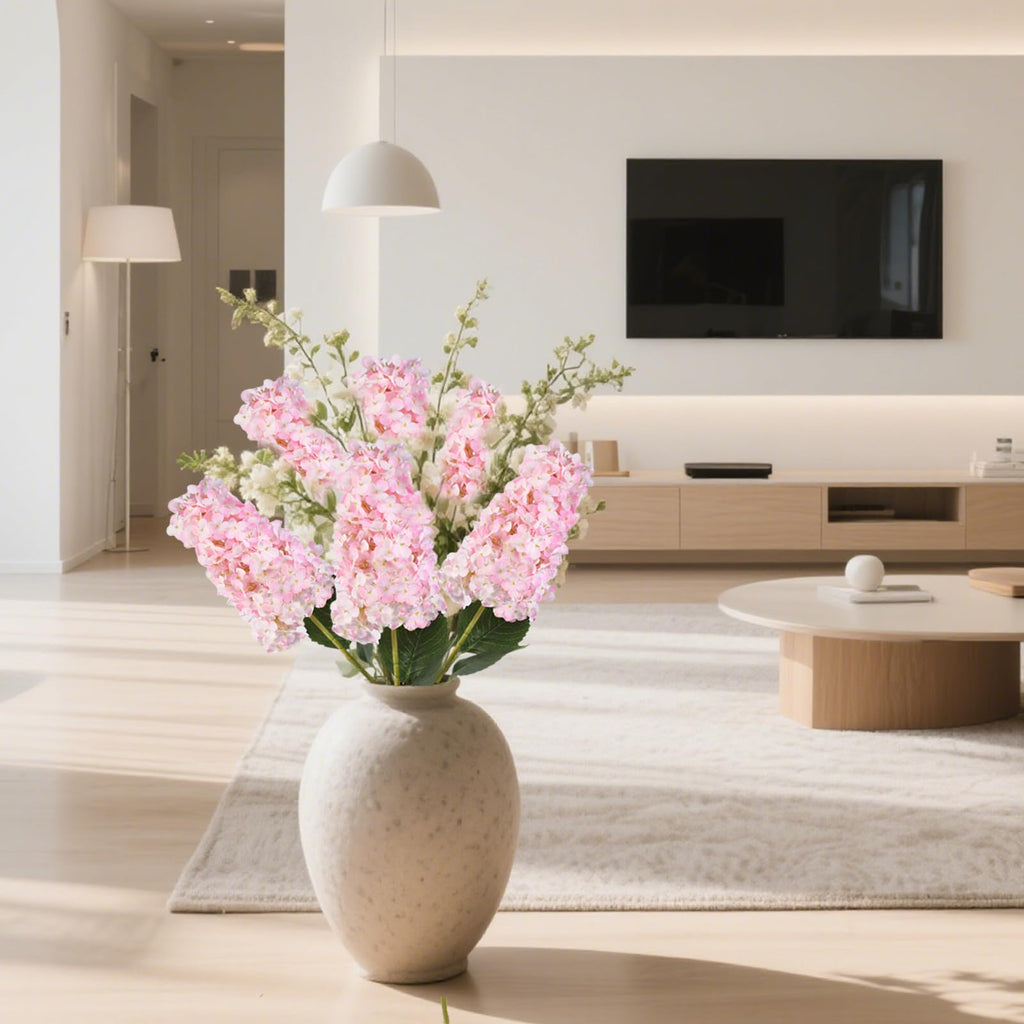 Pink Artificial 33.5" Conical Faux Hydrangeas