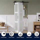 28in x 84in Bifold Barn Door, Frosted Glass Barn Door with Hardware Kit Included, Pre-Drilled Holes 
