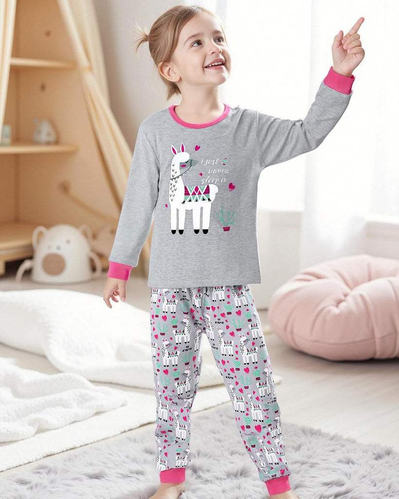 Girls Pajamas Kids Cotton Pajama Sets Piece Long Sleeve Pjs Comfy Girls Sleepwear
