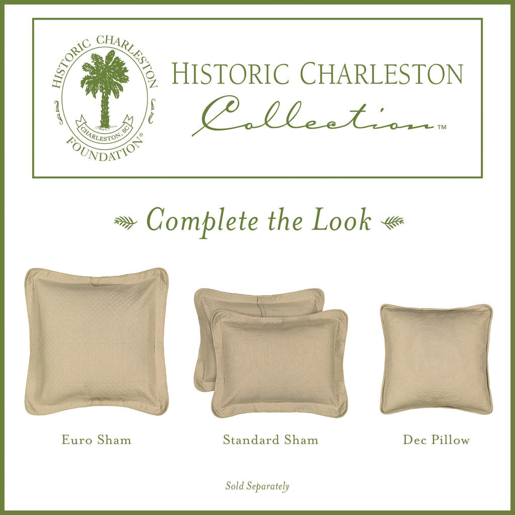 Charleston King Charles Modern Farmhouse Floral Matelasse Decorative Pillowcase, 100% Cotton Breathable Bedding