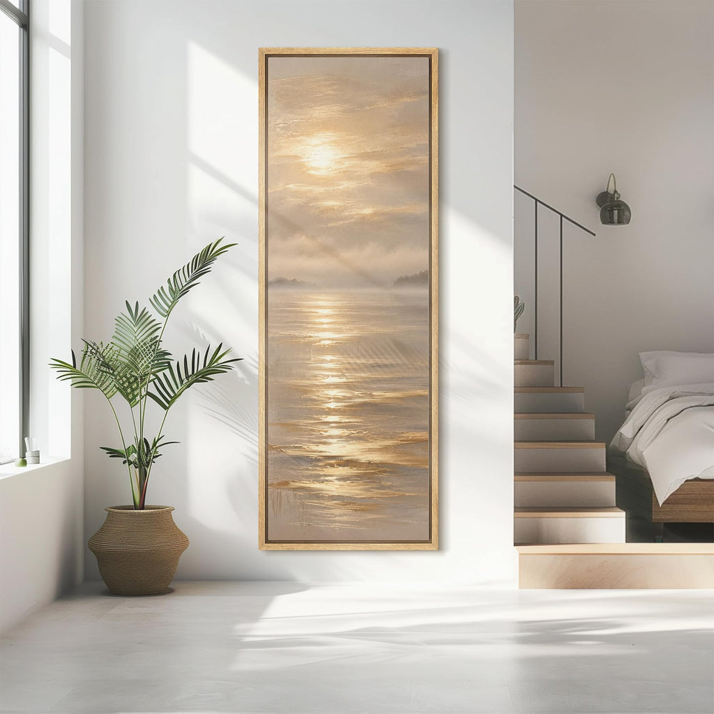 Large Framed Canvas Print Golden Ocean Sunset