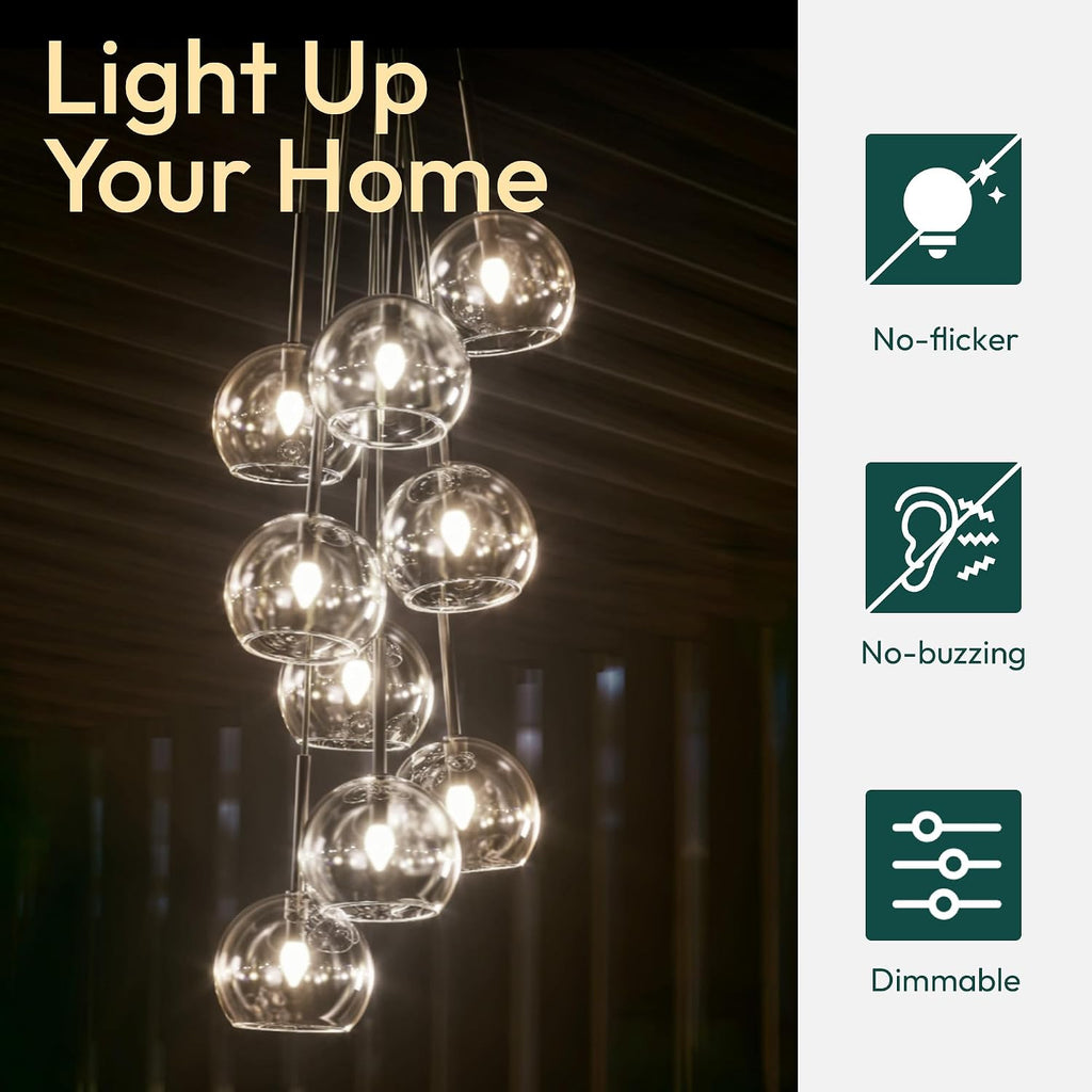 6 Pack Chandelier Light Bulbs 100 Watt Equivalent, 800LM Bright Dimmable LED Light Bulb, E12 Base, 5000K Daylight