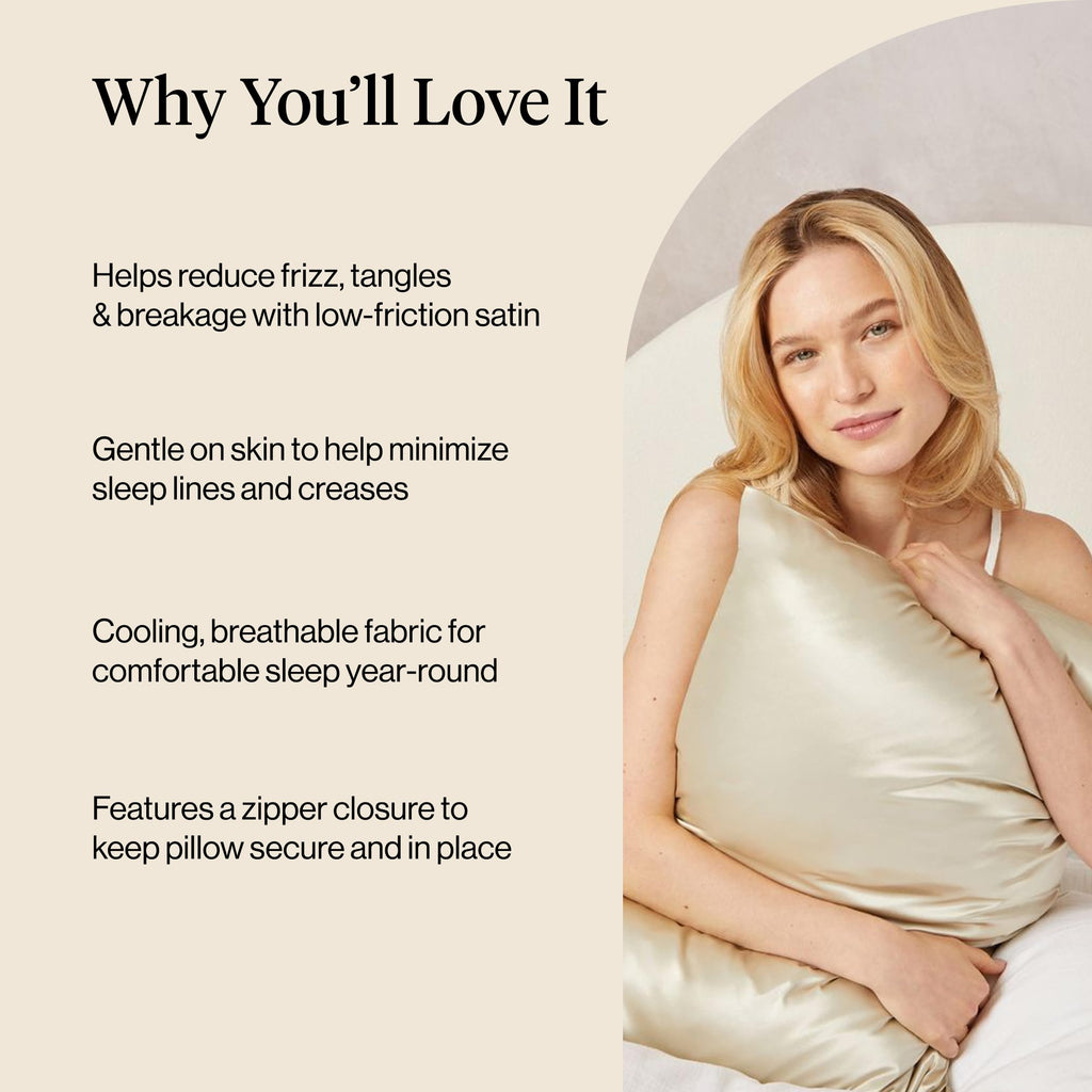 Satin Pillowcase With Zipper - Standard Size, Sage