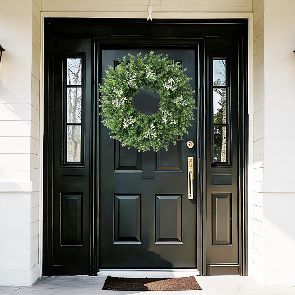 26'' Large Boxwood Wreath for Front Door Artificial Spring Wreath Boxwood Leaves Greenery Outdoor Door Wreaths