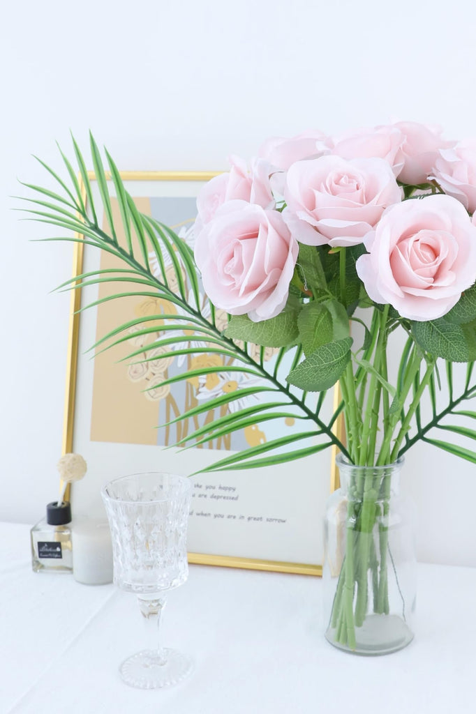 30pcs Roses Artificial Real Touch Fake with Long Stems Silk for Wedding Bouquet Centerpices Decorations Party Bridal