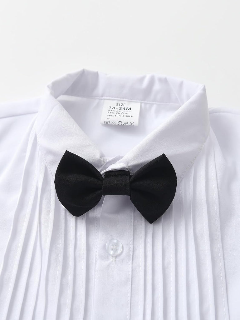 Baby Boys Pants Sets, Infant Long Sleeve Shirt + Pants + Bow Tie + Suspenders,Toddler Gentleman Outfits