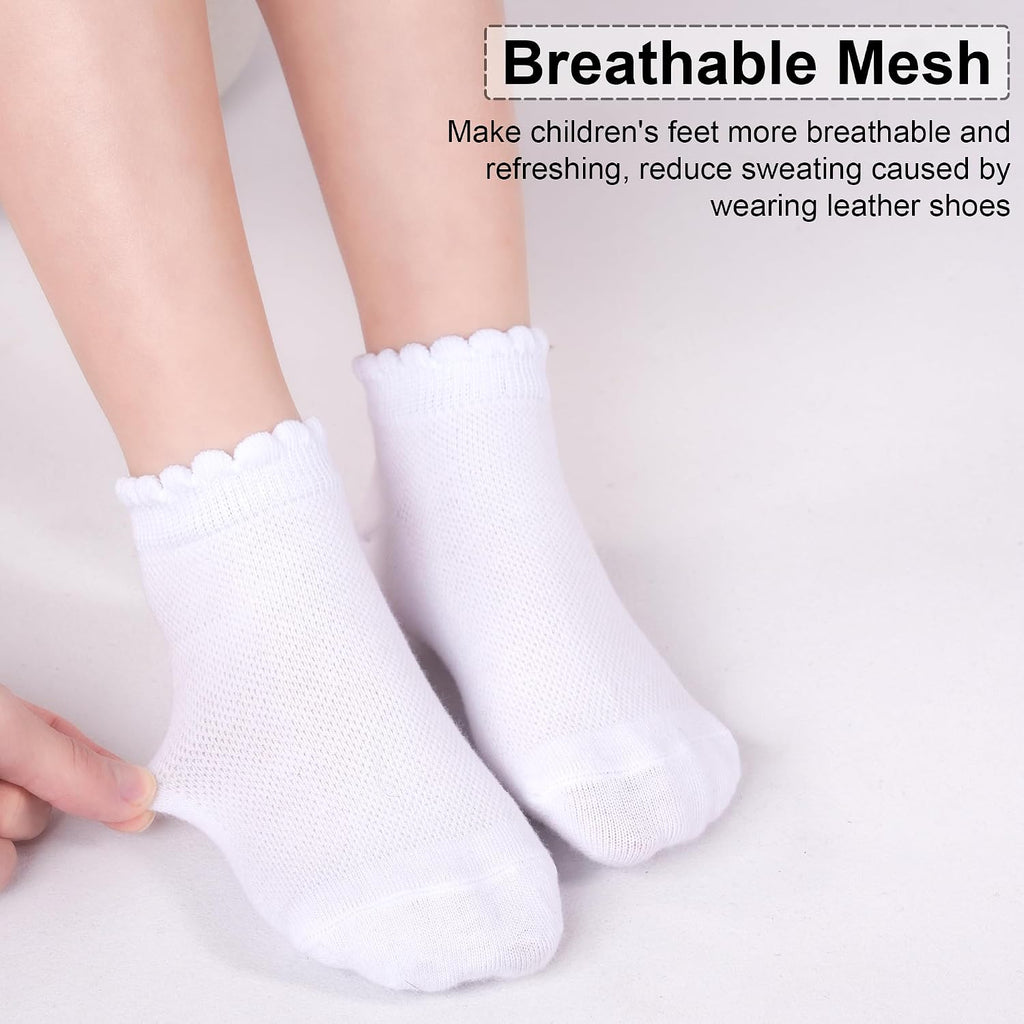 Socks, 6 Pairs White Ruffle Socks for Girls