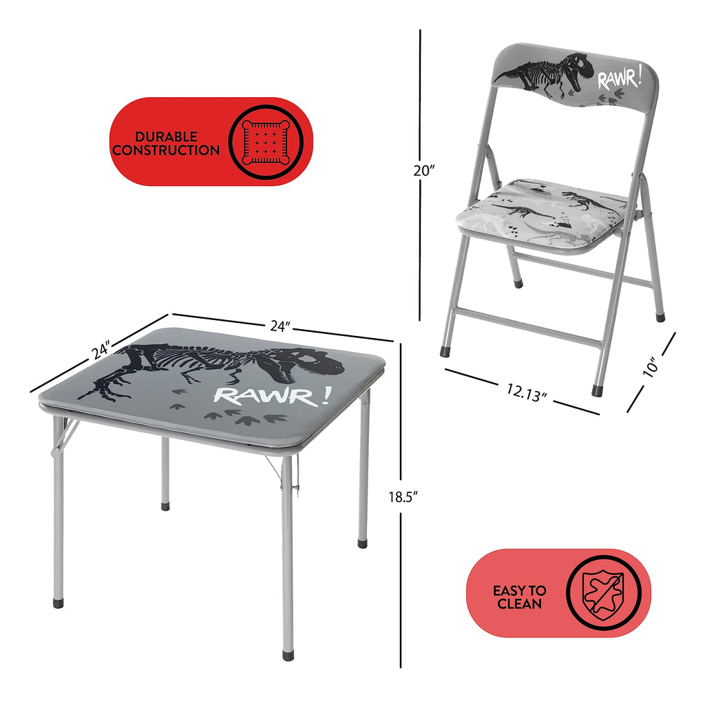 Dinosaur 3 Piece Table and Chair Set, Grey