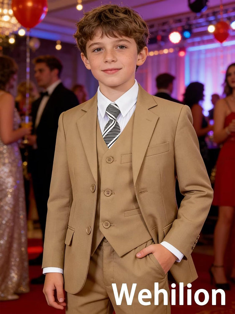 Boys 4 Piece Formal Suit Slim Fit Tuxedo for Kids