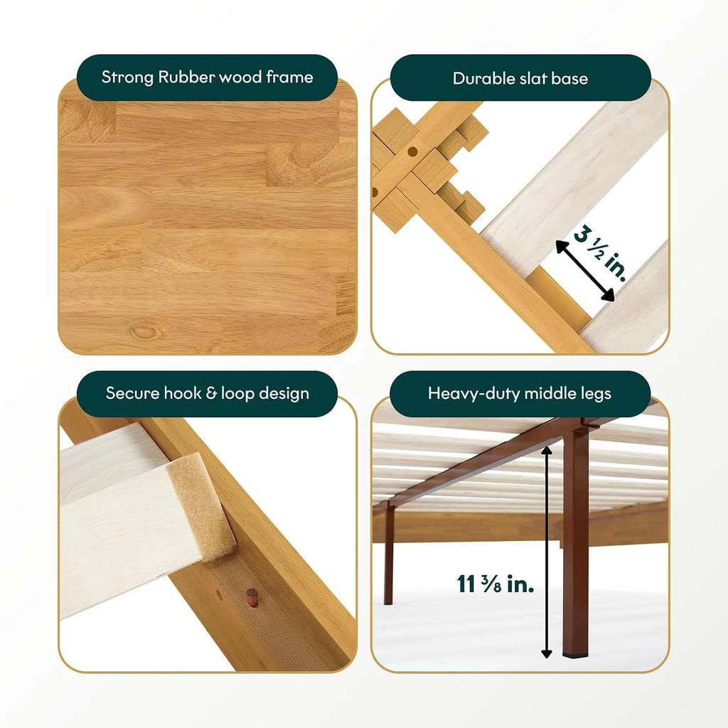 14" Bed Frame - Solid Wood Platform Bed - Japanese Joinery Bed Frame - Wood Slat Support - No Box Spring