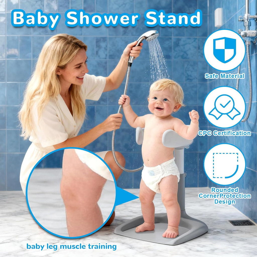 Shower Stand with Seat - Adjustable Height Shower Standing Bath Support | Baby Bath Stand Soporte para Bañera de