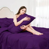 7pc Purple Comforter Set Queen with Sheets, Pintuck 7 Piece Bedding Comforters Bed in a Bag for All Season