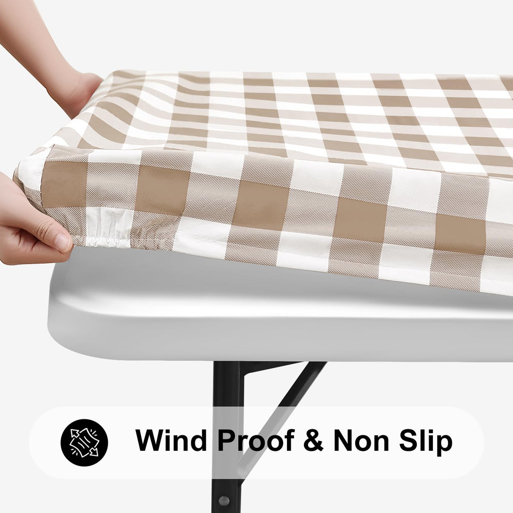 42x42 Picnic Table Cloth, Flannel Backed Fitted Vinyl tablecloths