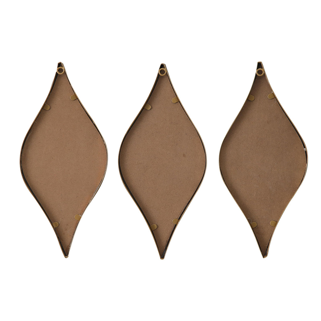 Decorative Tear Drop Gold Mirror Wall Decor 6 X 15 Inch, Set of 3