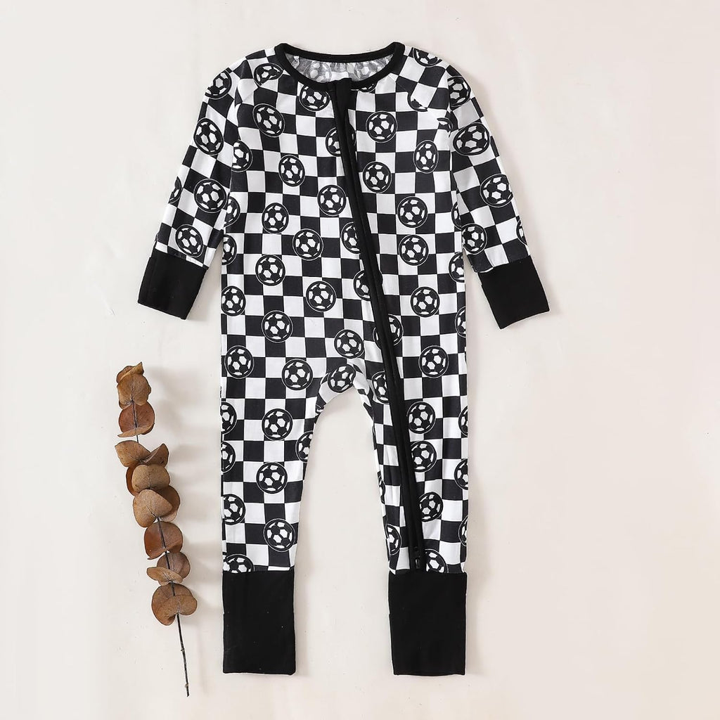 Rayon from Bamboo Baby Pajamas Boy 2pack Baseball Football Infant 2 Way Zipper Pjs Romper Footless Sleeper