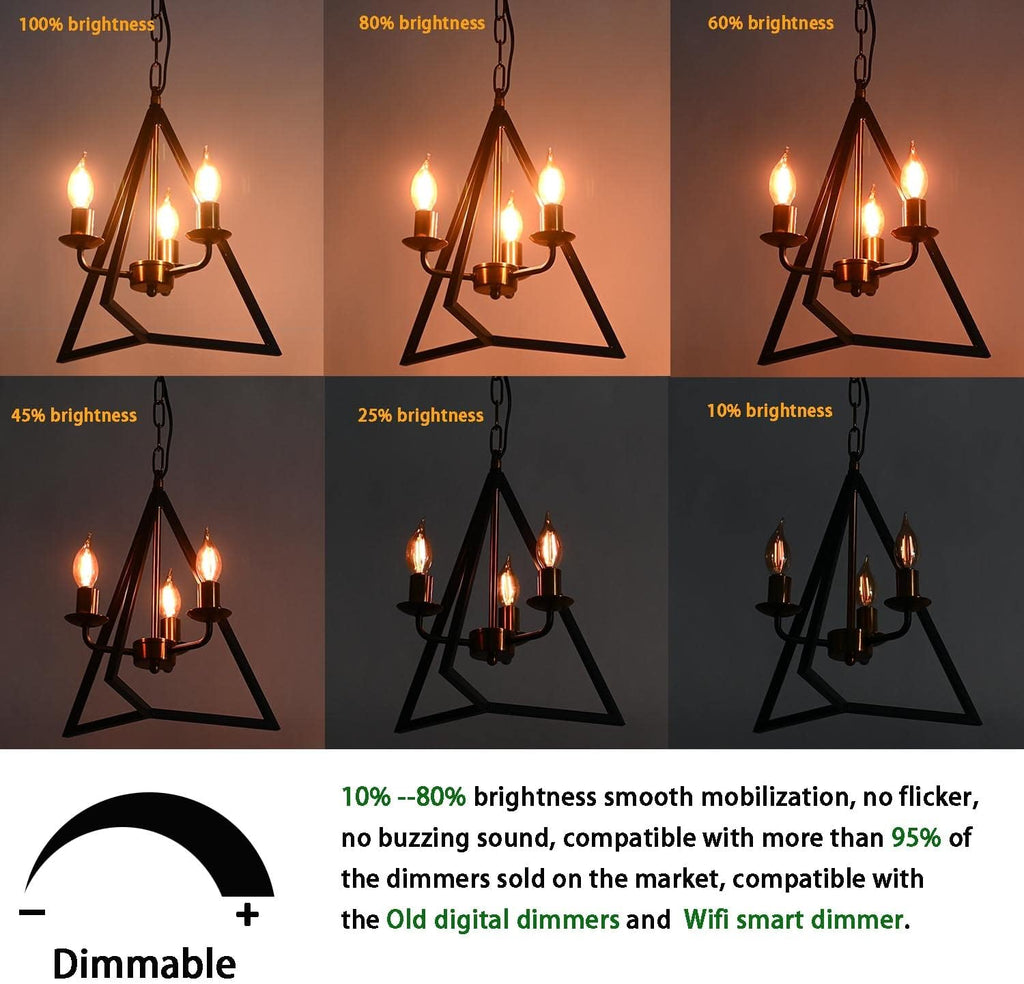 E12 Led Light Bulbs Retro Candelabra Led Light Bulbs Dimmable 25 Watt Incandescent Equivalent CRI 85+ 150lm Flame Tip