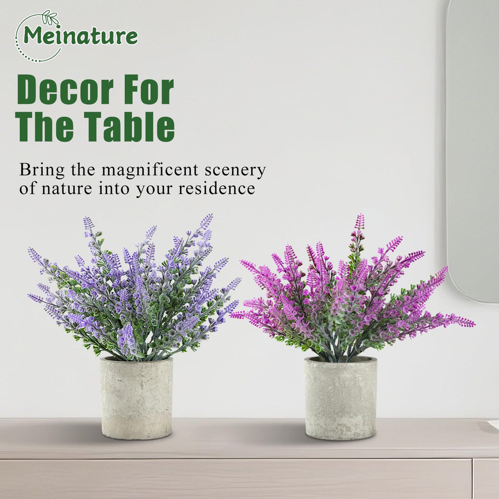 Plant Stand Indoor, 3-Pack Lifelike Artificial Lavender, Artificial Plants Indoor, Nordic Lavender Table