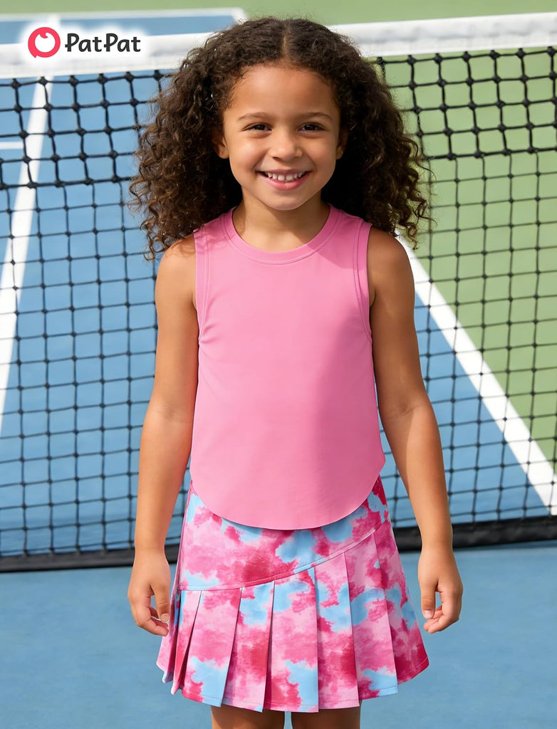 Girls Tennis Skirt Sets Tank Top + Pleated Skort Activewear