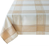 Heavyweight Jacquard Fabric Table Cloth with Gold Metallic Accents, Décor for Everyday, Parties, Hol