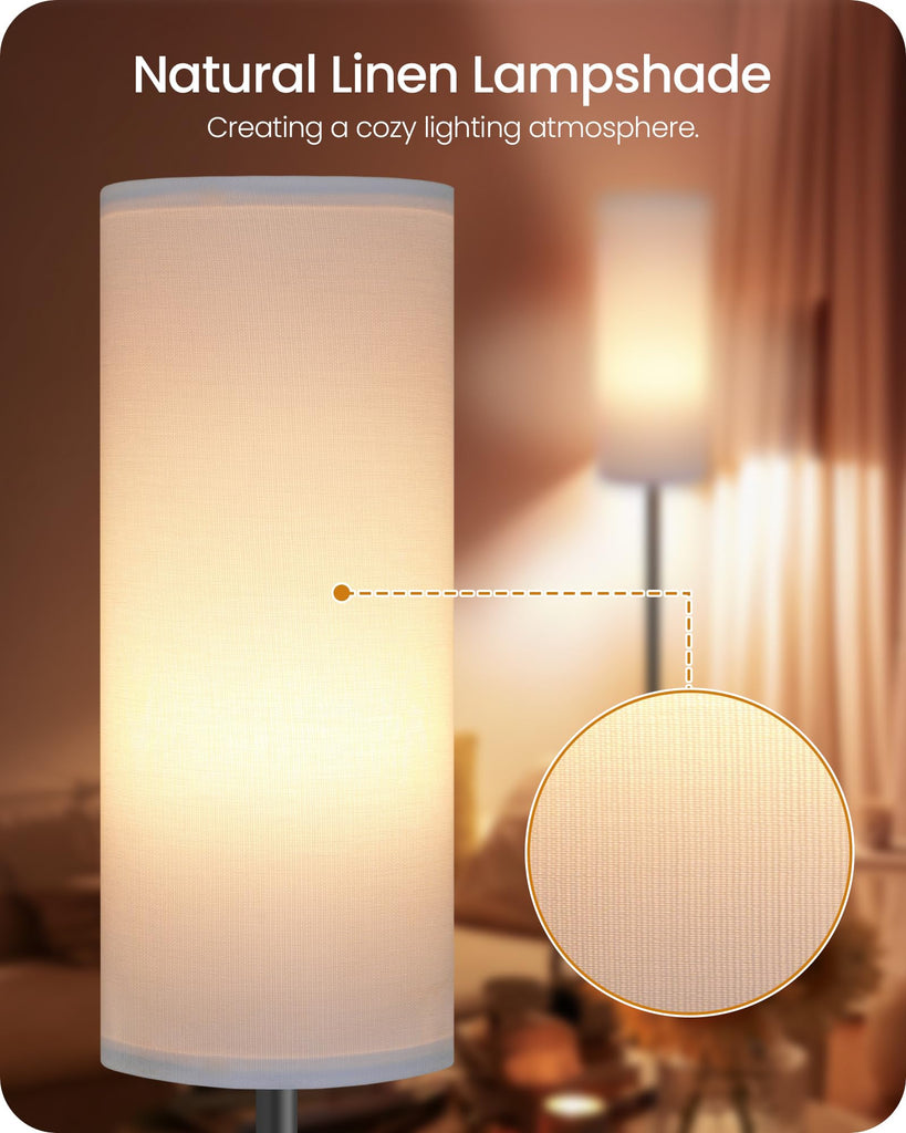 Set of 2 Dimmable Floor Lamps with 2 Remotes and Foot Switch, 64.4"Modern Standing Tall Lamp, Corner Lamp, Bulb