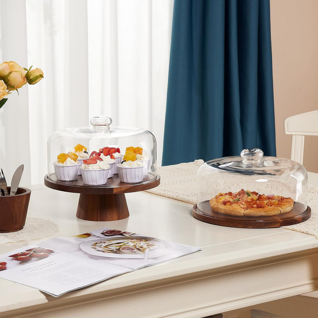 Wooden Cake Stand with Lid: 11in Stand w/Magnetic Pedestal
