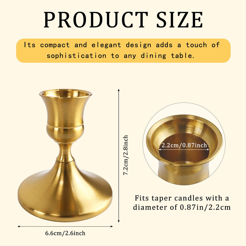 6PCS Brass Gold Candlestick Holders Set, Small Decorative Candle Holders for Taper Candles, Vintage Metal Candlestick