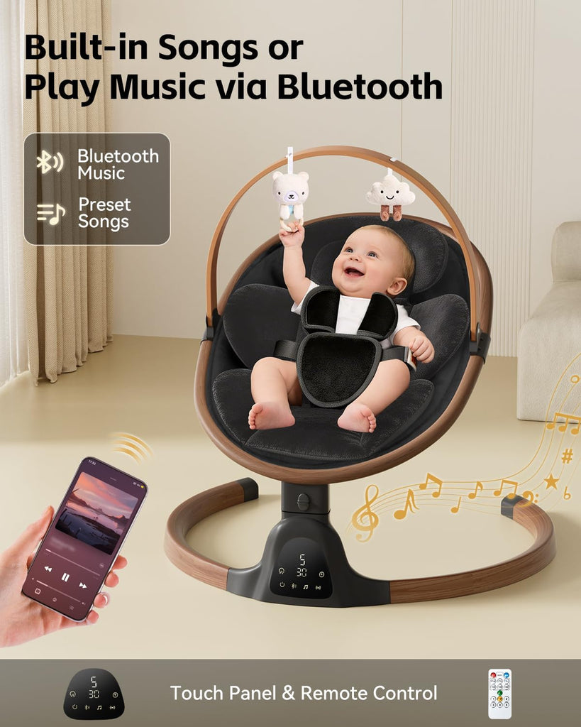 Swings for Infants, Electric Infant Swing with 5 Speed Modes, Black