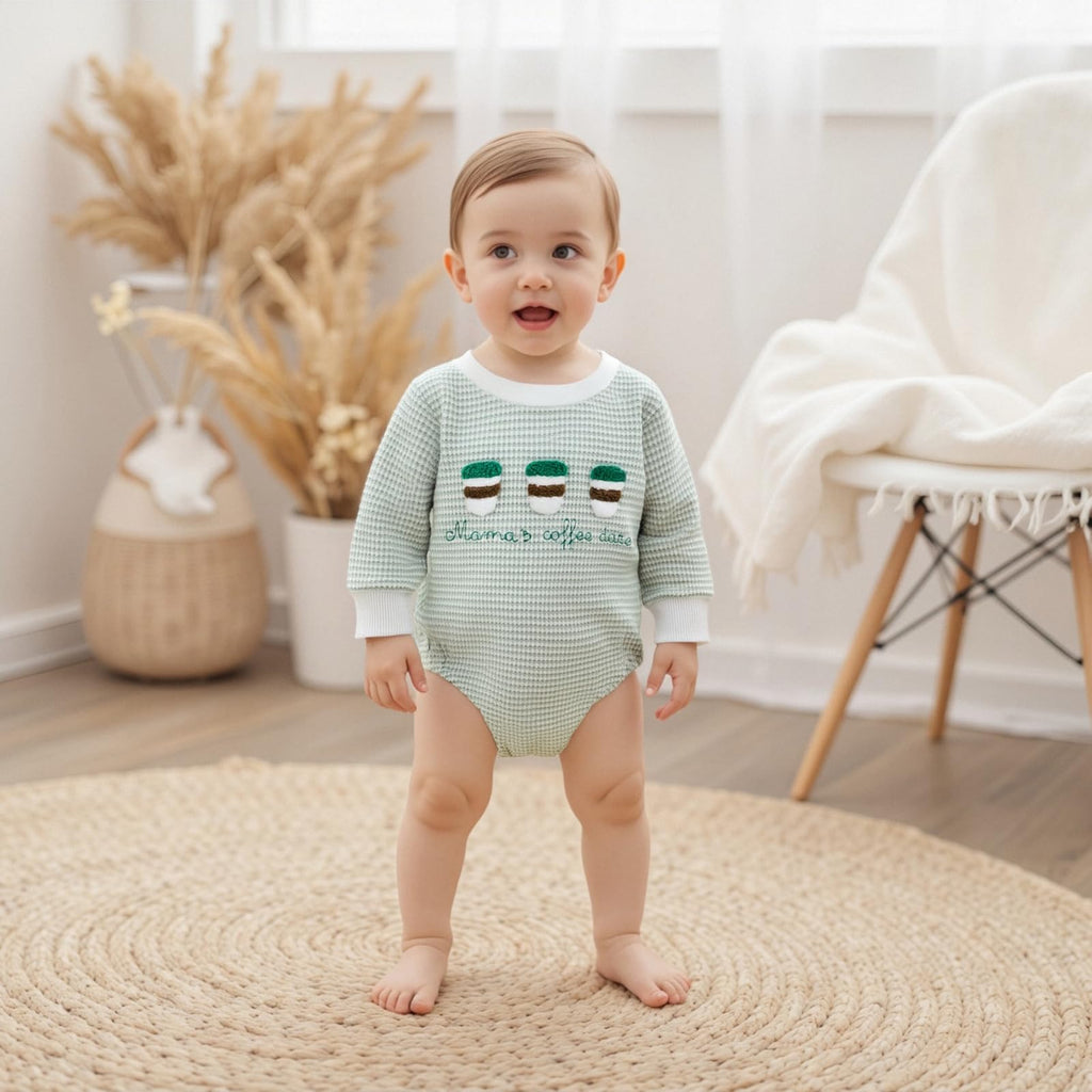 Newborn Infant Baby Boy Girls Oversized Romper Embroidery Sweater Onesie Coming Home Outfit Neutral Clothes (Mamas
