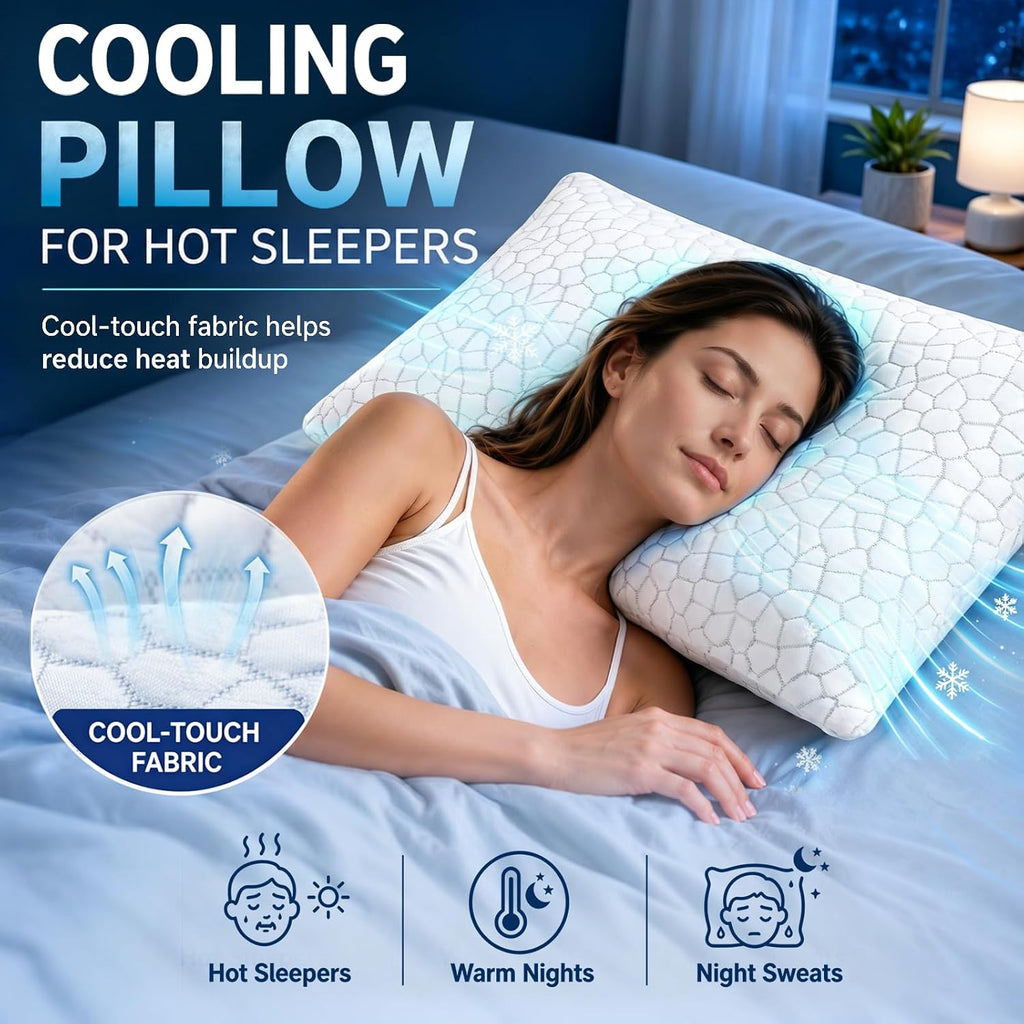 Cooling Pillow King Size 1 Pack, Adjustable Bed Pillows for Sleeping, Luxury Shredded Memory Foam Pillows, Soft Yet