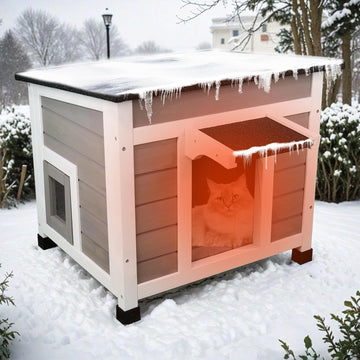 Outdoor Insulated Cat House, Weatherproof, Grey, 23.6"x20.9"x20.3"