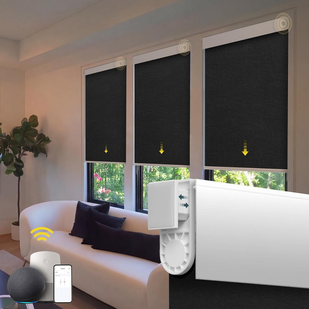Motorized Blinds No Drill Automatic Blinds for Windows Cordless Roller Shades Electric Blinds with Remote Control