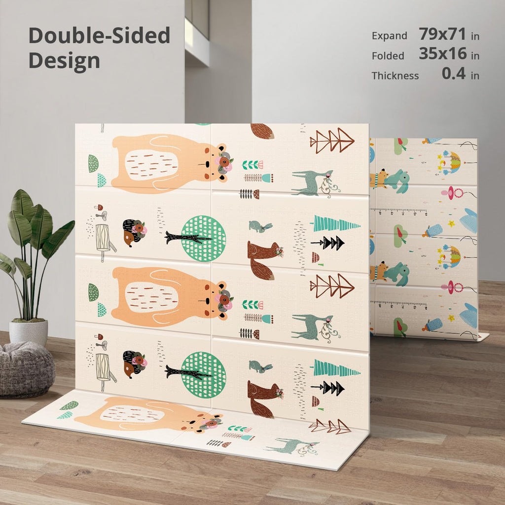 Foldable Baby Play Mat, 79x71 Foam Play Mat for Babies, Waterproof