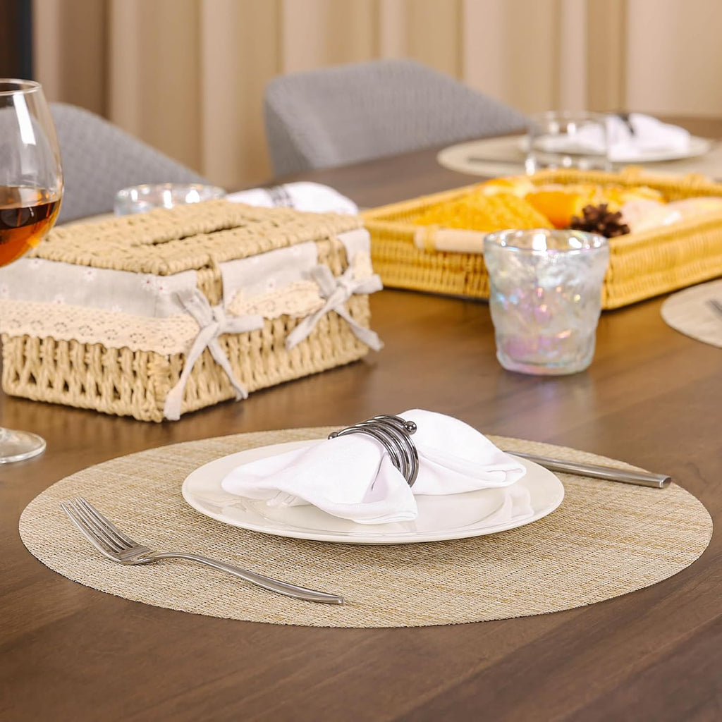 Inch Round Placemats, Washable Vinyl Woven Place Mats - Set of 8