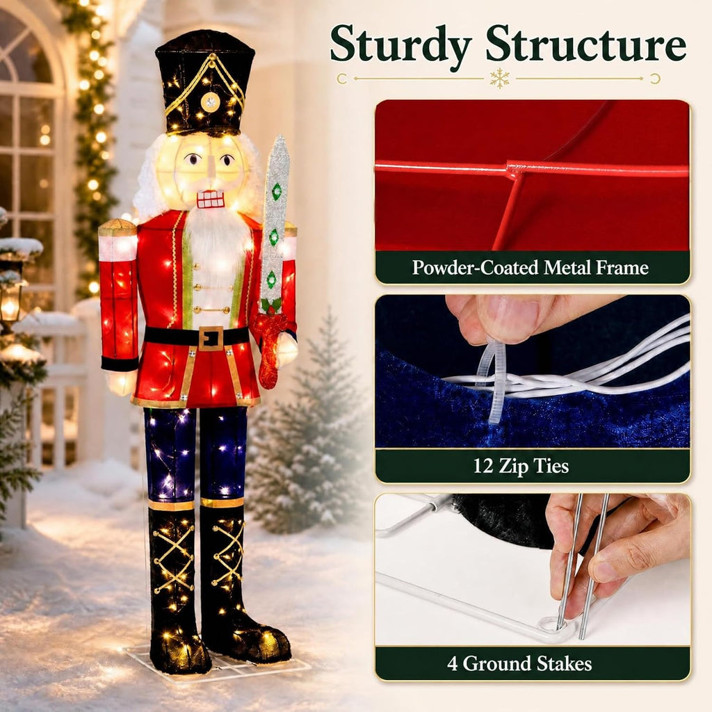 5 FT Nutcracker Christmas Decor Outdoor with 100 LED Lights (2)