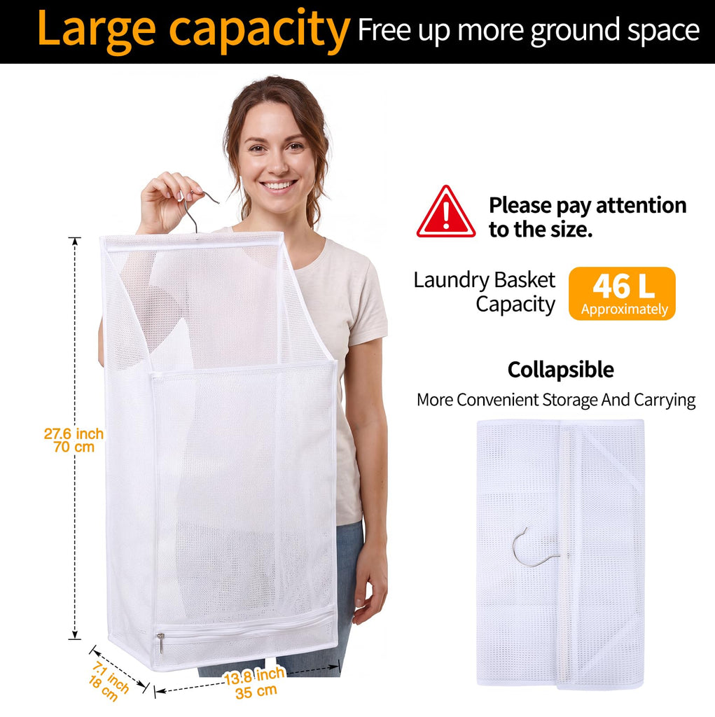 Hanging Collapsible Breathable Mesh laundry bags,Fast Drying Portable Space Saving Laundry Hamper ,Rv Laundry Hamper
