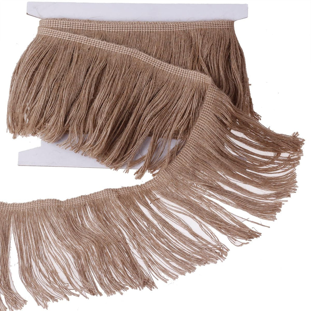 Burlap Fringe Trim Tassel Jute Lace 6 Inches Width 5 Yards Long for Clothes Accessories Latin Wedding Dress and DIY