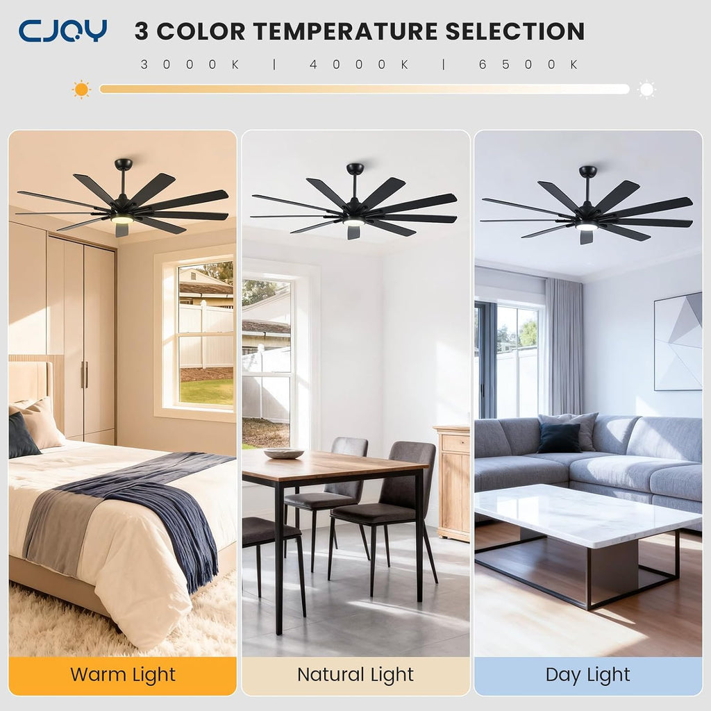 72" Ceiling Fan with LED Light and Remote - Black & Walnut