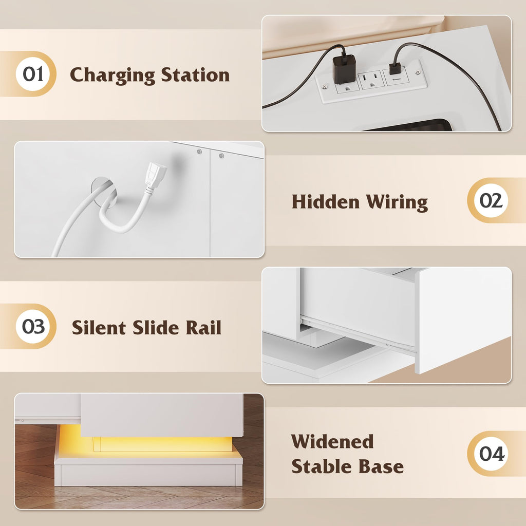 9 Drawer Dresser with LED Light, Dresser with Charging Station