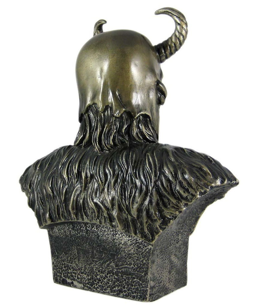Norse God Thor Steel Finish Bust Statue Thunder Hammer