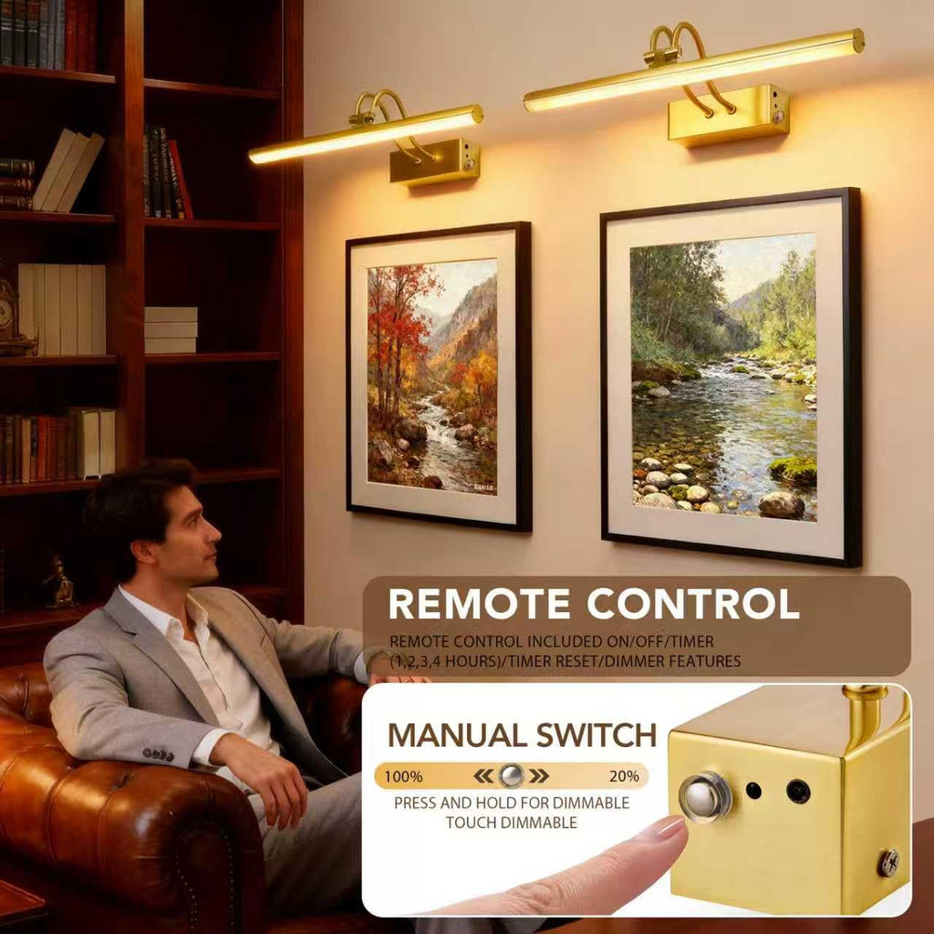 Picture Light,5000mAh Wireless Wall Light,20" Art Light,Plated Gold
