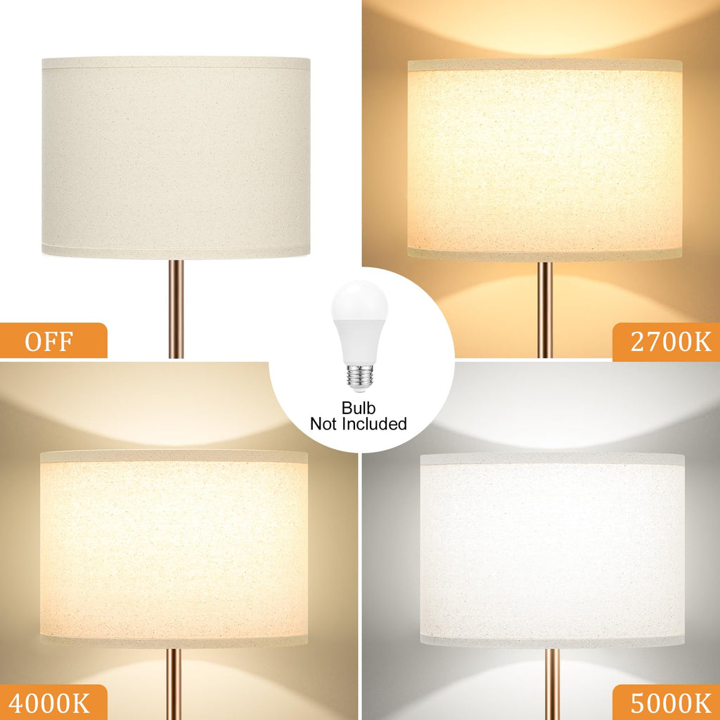 60'' Modern Floor Lamp with Shade, Tall Lamps, Beige Shade with Brown Pole(Without Bulb)